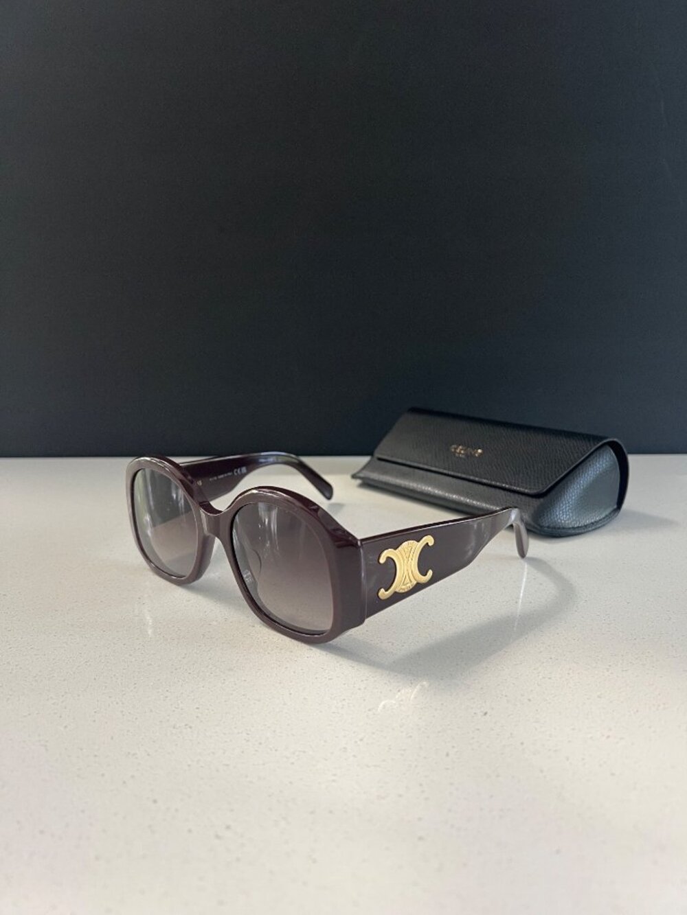 Celine CL40305U 48F Gradient  Deep Purple bold round sunglasses gold logo - Picture 3 of 10